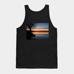 Tree by the Lake at Sunset Tank Top